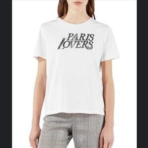 Maje Terencia Paris Lovers graphic cotton tee in white